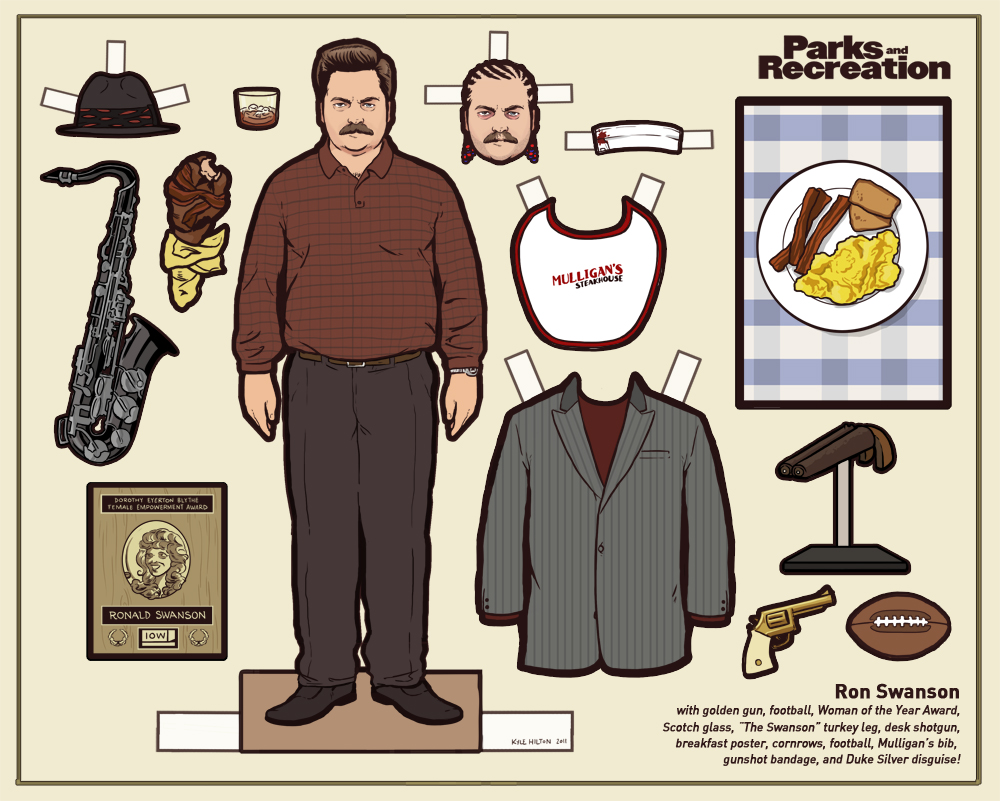Ron Swanson Parks and Recreation Paper Doll Kyle Hilton