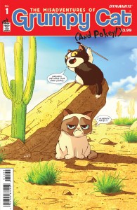 Artwork for Grumpy Cat #1 featuring the heroine with Pokey. (Source: Dynamite)